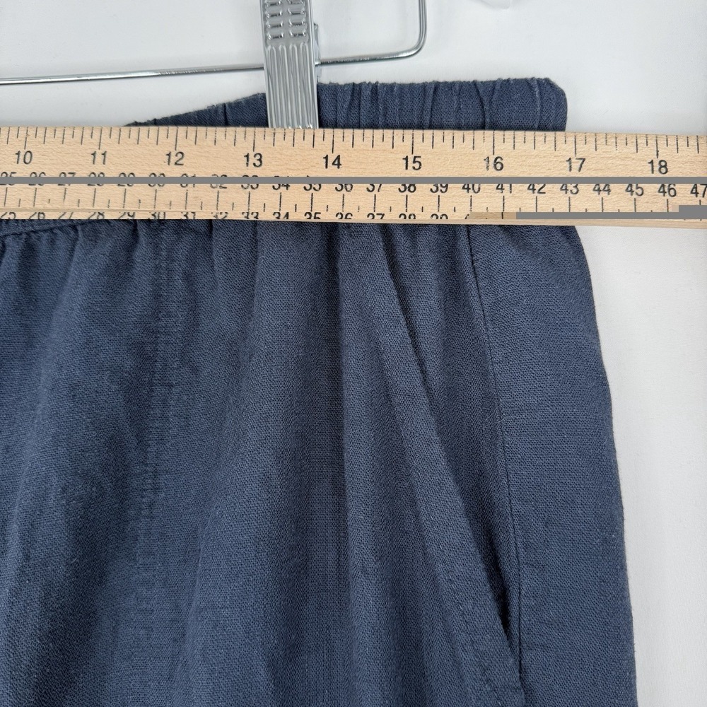 Splendid Angie Crop Wide Leg Linen Blend Pants Navy Drawstring Large - Picture 7 of 14